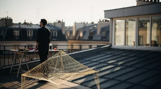 Un professionnel actif protégé symboliquement par un filet de sécurité invisible, représentant l'importance du contrat de prévoyance décès-invalidité