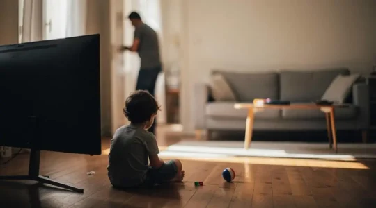 Illustration d'un enfant a proximite d'une television endommagee, symbolisant la question de la garantie responsabilite civile vie privee