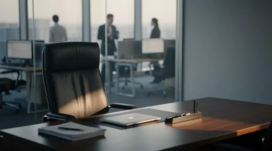 Bureau de direction vide symbolisant la vulnérabilité d'une entreprise sans assurance homme clé